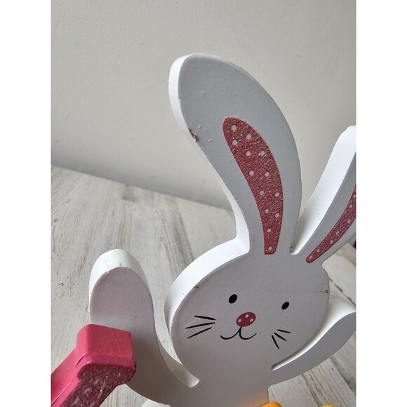 Happy Easter Bunny rabbit sign decor glitter sparkle pastel - Picture 6 of 9